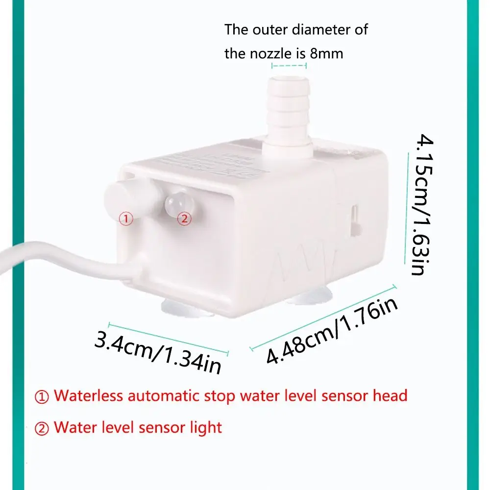 Ultra-quiet Pet Water Dispenser Pump 3 Suction Cups 5V Mini Submersible Pump Prevent Dry Burning Filter Pet Water Pump Aquarium