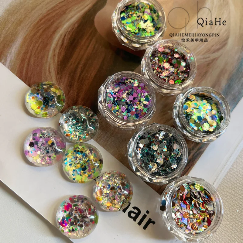 المجسم مسمار بريق فراشة نجمة مستديرة القلب تقشر مرآة الترتر gradiente حورية البحر رقيقة جدا شريحة الديكور