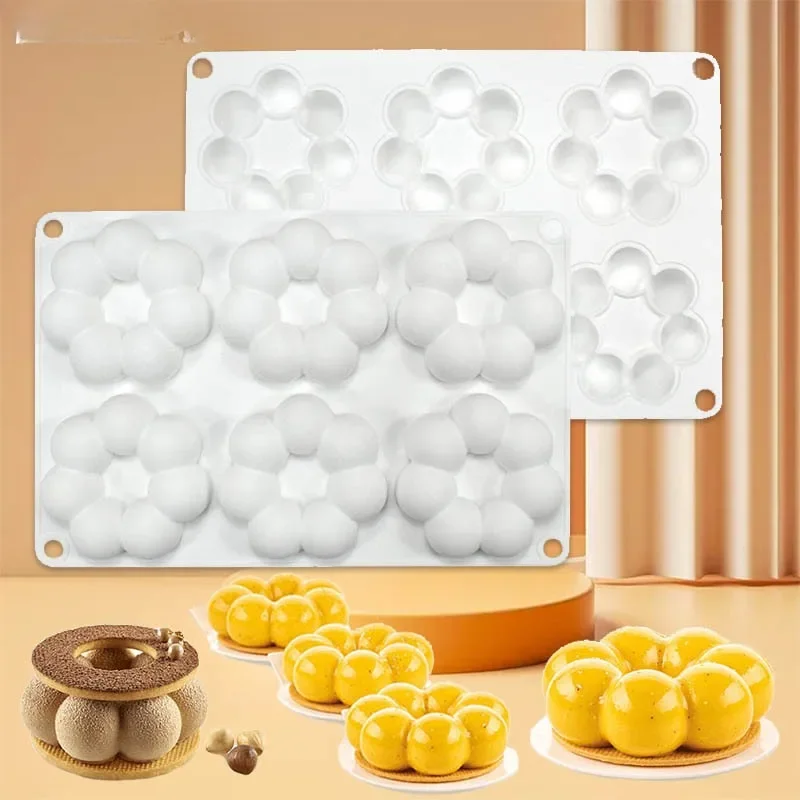 Flower Shaped Silicone Donut Baking molds 3D Fondant Cake Chocolate Baking Tool Non-Stick Multicavity Mould for Muffins Dessert