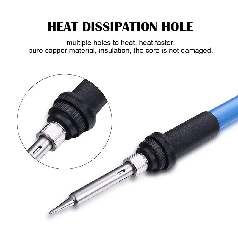 60W Adjustable Soldering Iron Kit with Metal Stand Sponge and 5 Interchangeable Tips for Electronics Repair and For DIY Projects