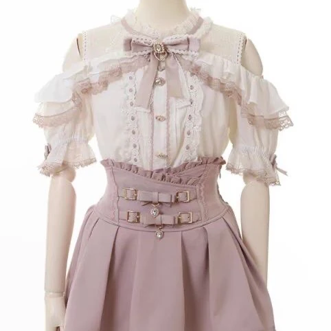 White and pink lace top