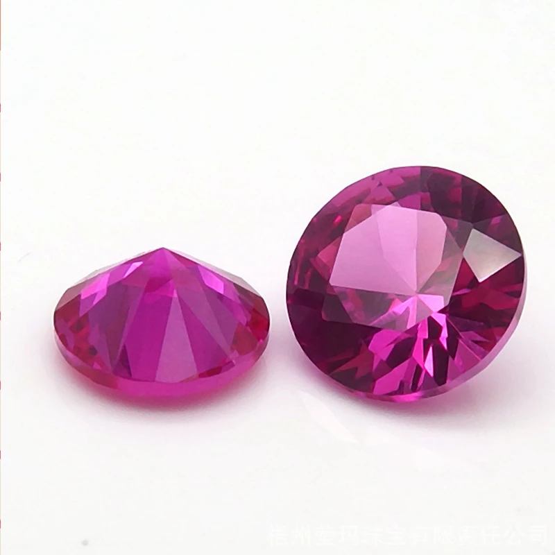 

Top Quality Ruby Pink Color Round Cut UV Test Collection Mohs Hardness Gemstone For Jewelry Making Earrings Charms Beads Stone