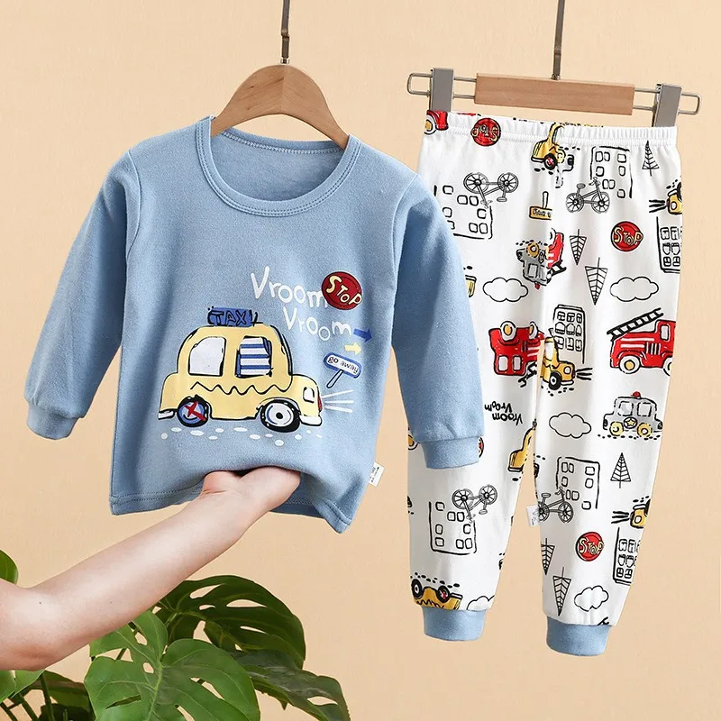 Spring Autumn Cotton Kids Pajama Sets Soft Cotton Cartoon Kids Pijama For Girl Boys Clothes Set 2-7Y Children Clothes Set  789