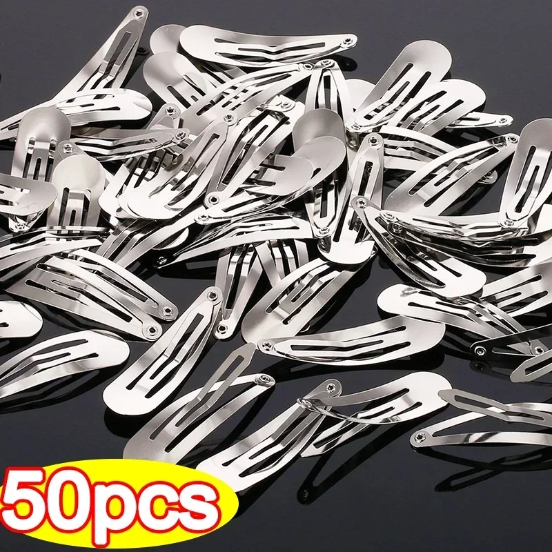 10-50pcs Simple Silver Hair Clips BB Snap Hairpins Base for DIY Handmade Barrettes Y2K Women Girls Styling Tools Accessories