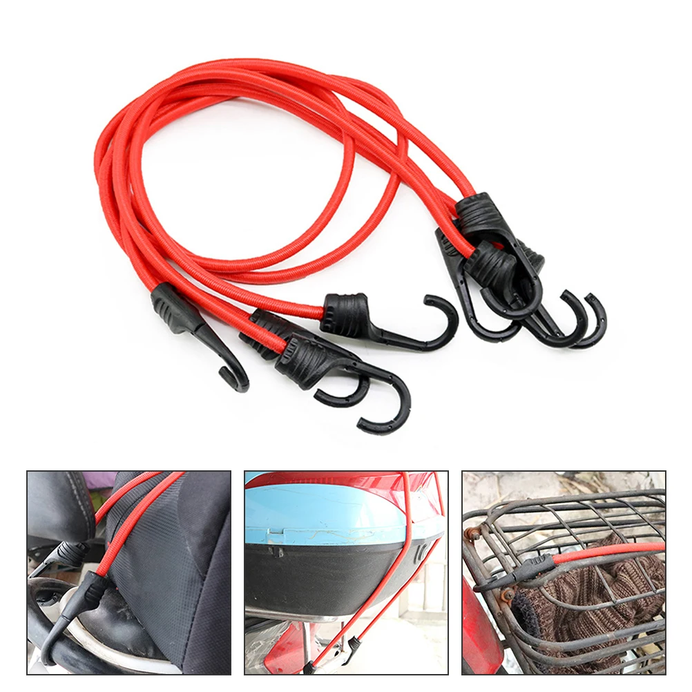 

3pcs Elastic Bungee Cord With Hooks Heavy Duty Cargo Binding Strap For Bike Motorcycle Luggage Fastening Rope Tensioner Belt