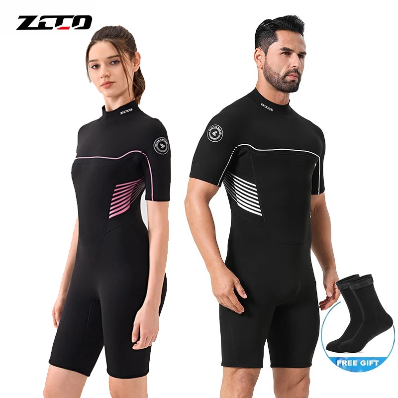 

Women Men Wetsuit Shorty 3/2mm Neoprene Diving Suit Short Sleeve Summer Swimsuit Wet Suit for Surfing Diving Swimming Snorkeling