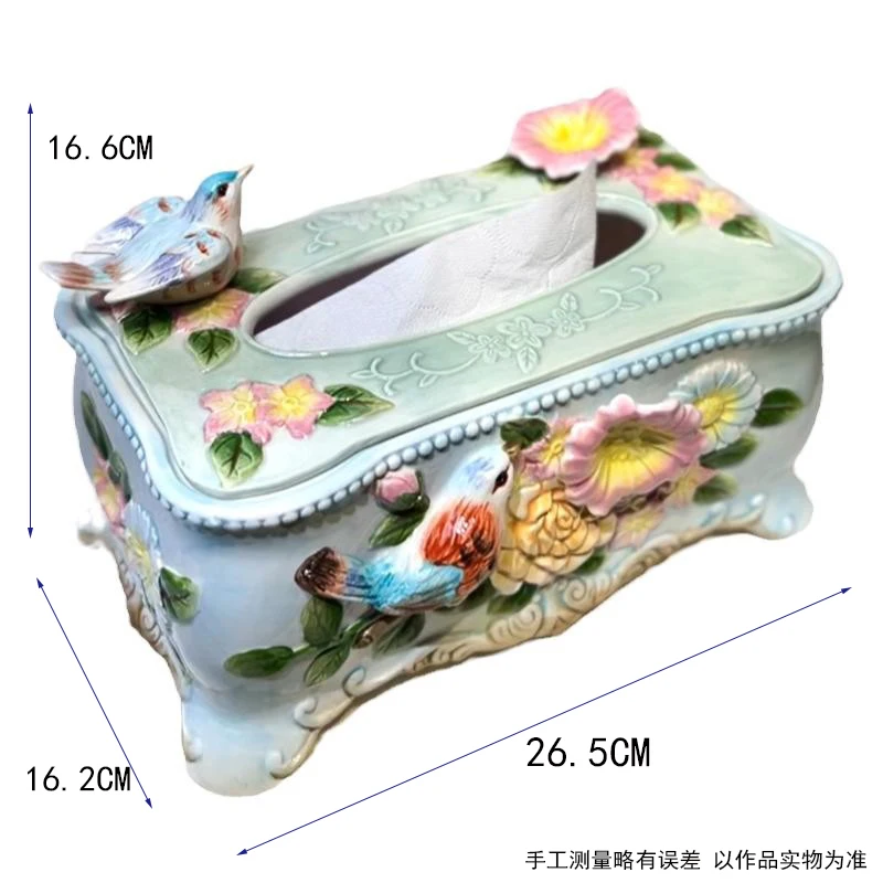 High Quality Ceramic Tissue Box Sculpture, Home Decor Crafts, Wedding Decoration, Office, Living Room, Study Tissue Box Ornament