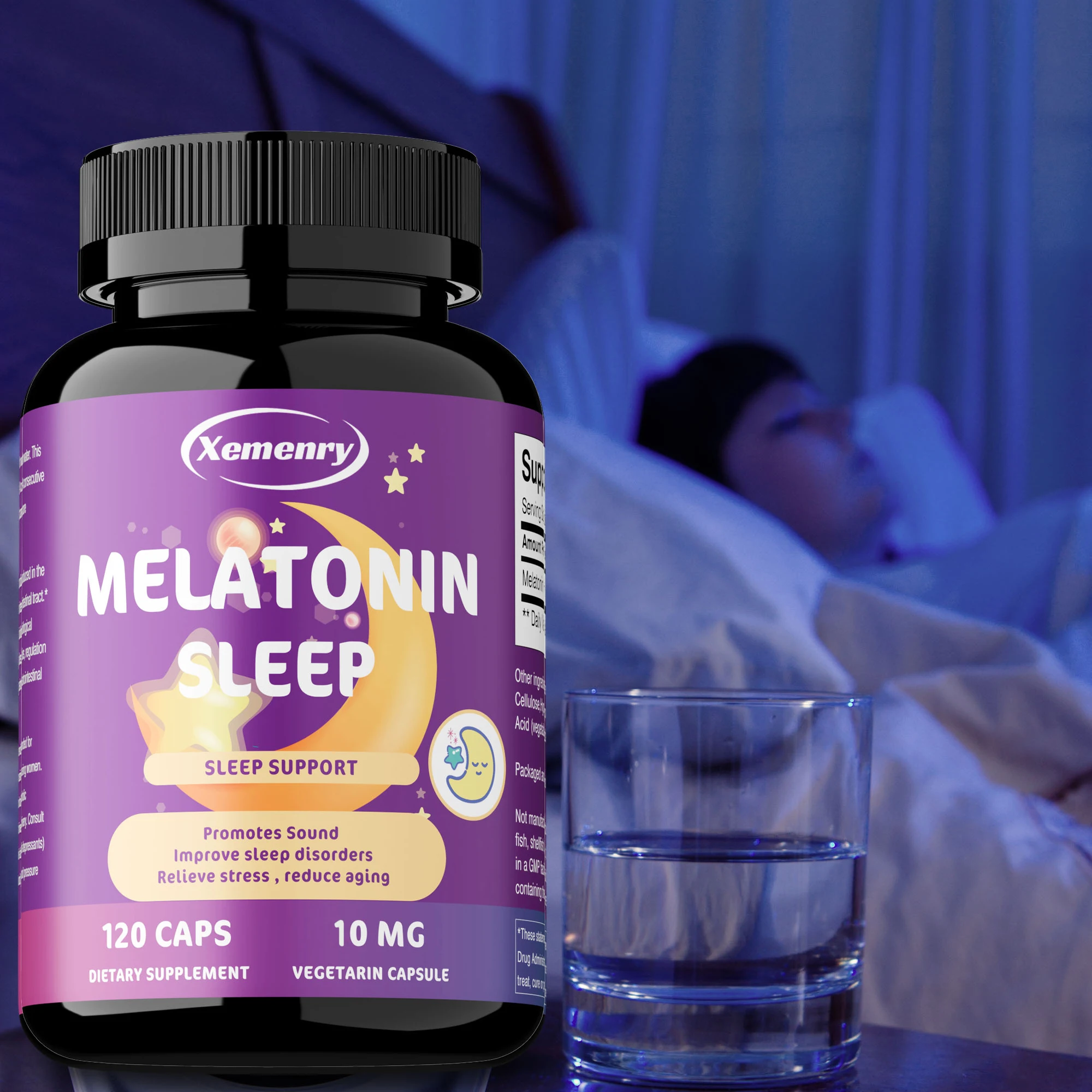 

Melatonin Capsules - Supports Natural Sleep, Relieves Irritability, and Promotes Physical and Mental Relaxation - 120 Capsules