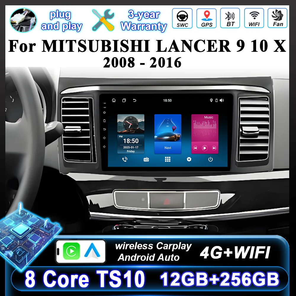 Android Car Radio dla MITSUBISHI LANCER 9 10 X 2008 2009 2010 2011-2016 WIFI + 4G Multimedialny odtwarzacz wideo 2 Din Nawigacja GPS DSP