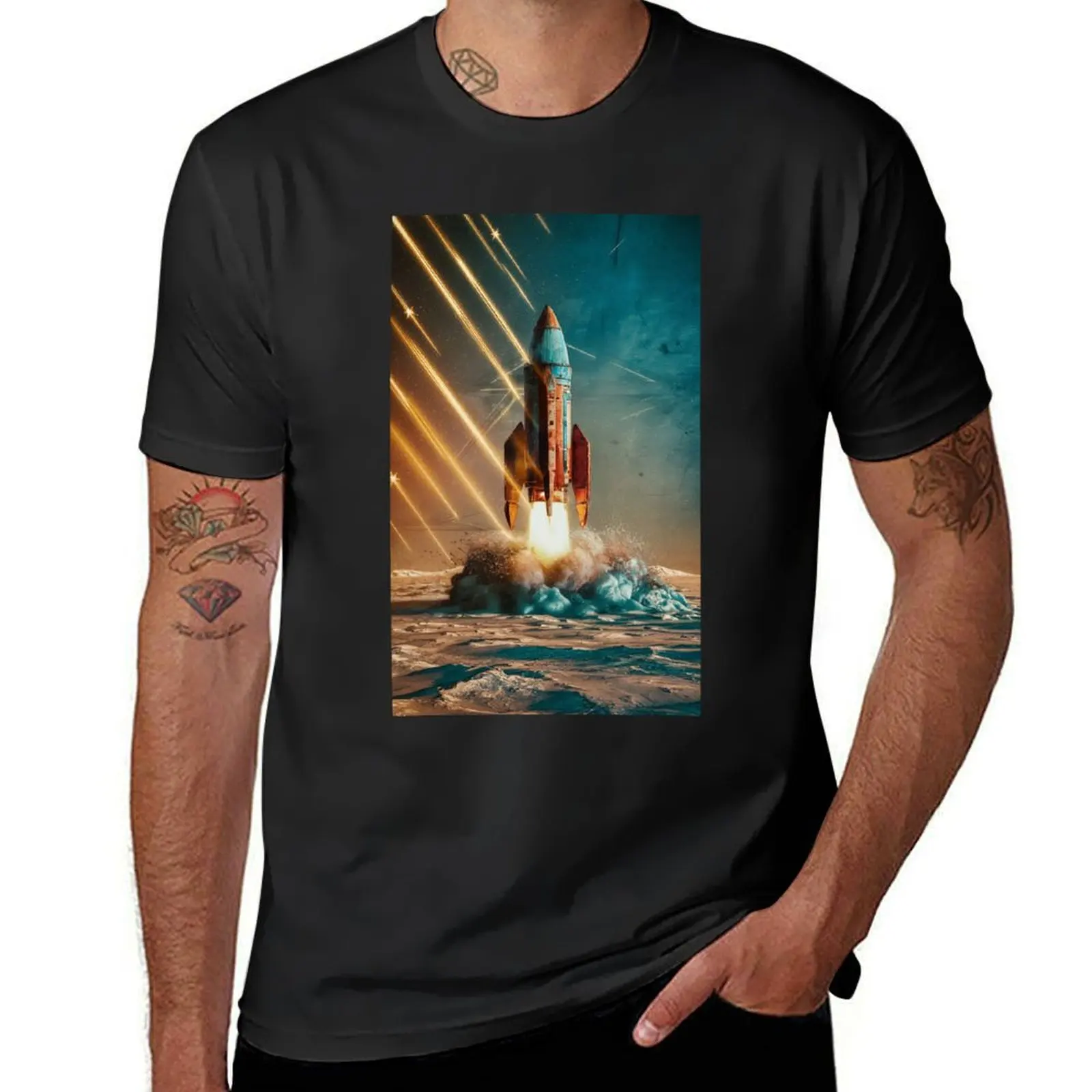 Rocket Launch T-Shirt blanks animal prinfor boys T-shirts for men cotton