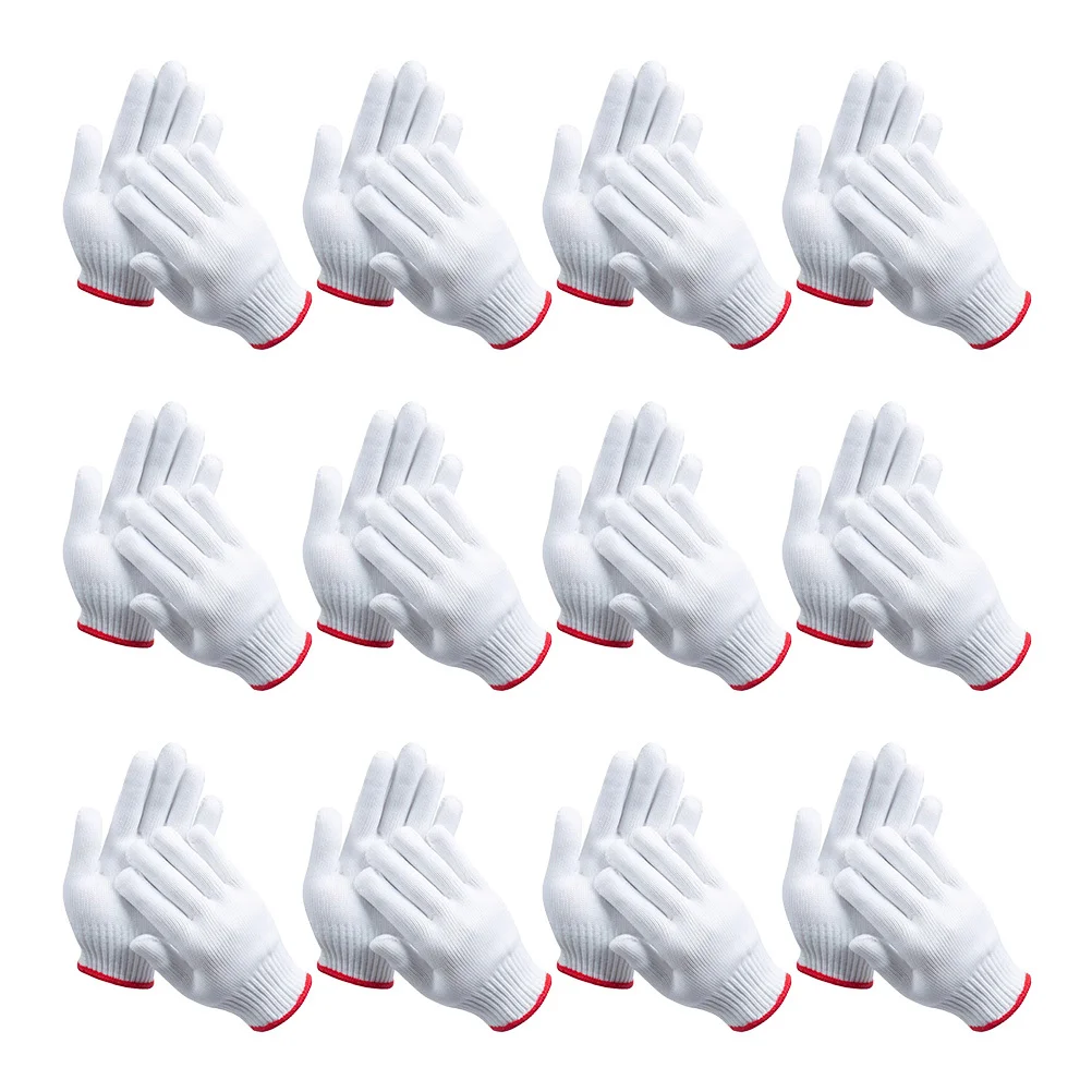 

12Pairs Washable Reusable Thick Nylon Labor Gloves Safety Work Construction Gardening Warehouse Multipurpose Hand Protection