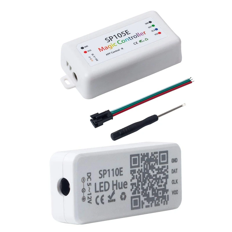 RISE-2 Pcs Bluetooth Controller: 1 Pcs SP105E Wireless Bluetooth Controller APP WS2811 WS2812B WS2801 SK6812 & 1 Pcs WS2812B SK6
