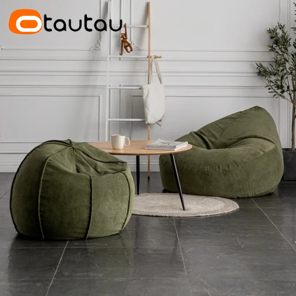 OTAUTAU Cotton Corduroy Bean Bag Cover DD161【No Filler Inside! You Need To Buy Filler By Yourself !】