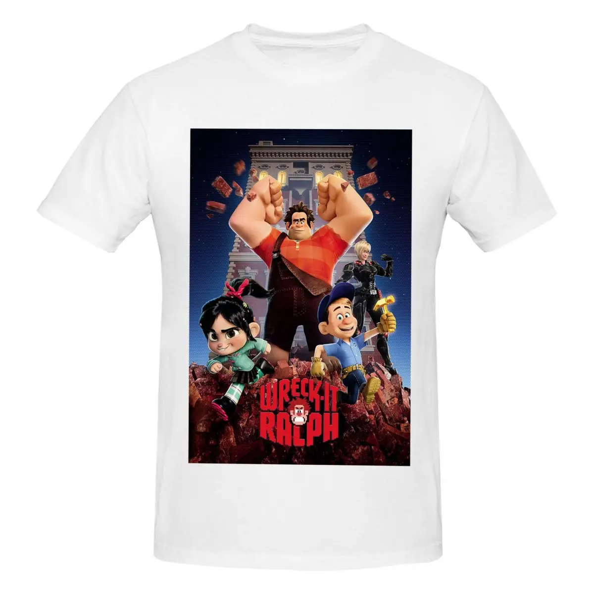 Wreck-It Ralph Disney T-Shirt for Men Cotton Plus Size T Shirts Men's Tees Short Crew Neck Summer Clothes Tops S-6XL