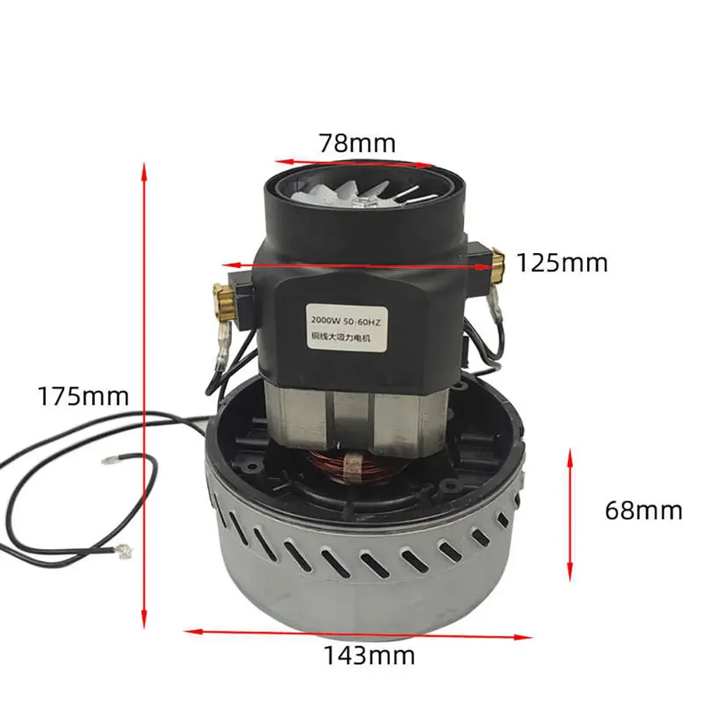 220V 2000W Industrial Vacuum Cleaner Motor Large Power Copper Wire Vacuum Cleaner Parts Wet Dry Suction Fan Motor Accessories
