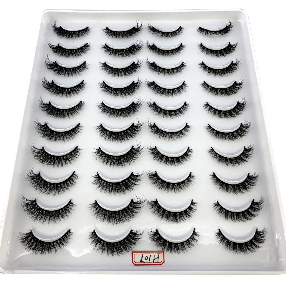 New 5D 20 Pairs/lot Natural Long Wispy Faux Mink Eyelashes Cruelty Free Handmade Vegan False Eye Lashes Vendor Mix Ciliar Set