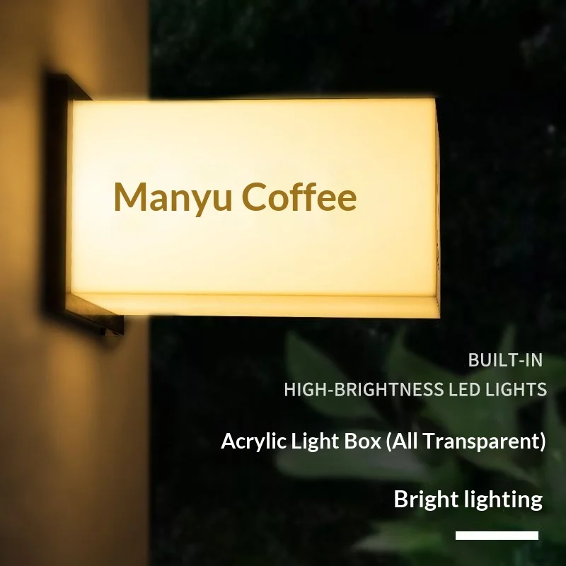 Modern Custom Full Body Acrylic LED Light Box Sign for Bar Coffee Shop Studio Counter Decoration