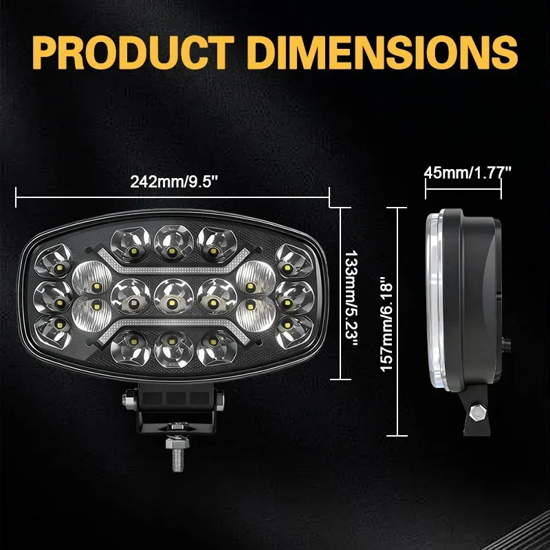 

9Inch Headlight Spotlight For Truck Trailer Heavy vehicle 12V 24V Driving DRL Welcome Light Modified Searchlight Headlight