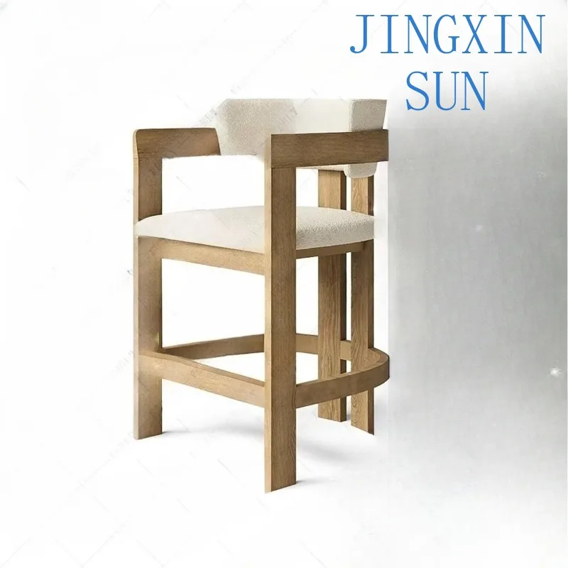 American Light Luxury Dining Room Furniture Dining Chairs Handmade Solid Oak Bottom Fabric Bar Stool