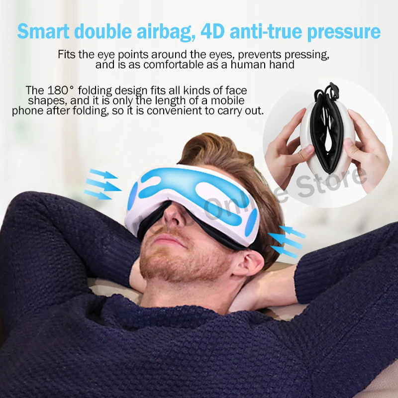 6D Smart Vibration Airbag Compress Eye Massager Bluetooth Music Eye Care Instrument Eye Massage Glasses Eye Relax Fatigue Pouch