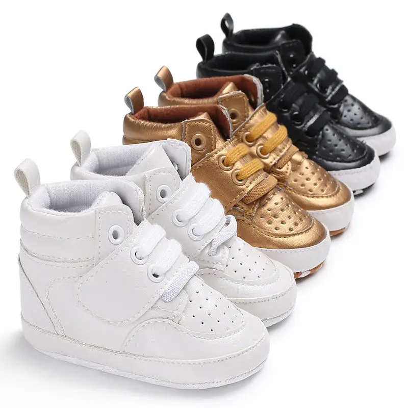 0-18M Toddler Shoes Baby Boy Girl PU Ankle Boots Crib Shoes Anti-slip Sneaker