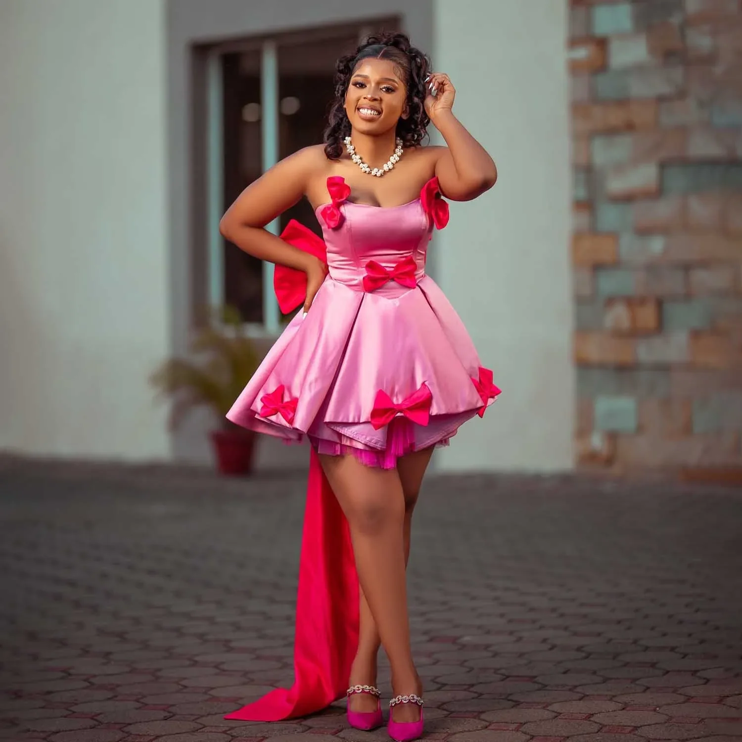 

Милое и милое короткое бальное платье с розовым бантом, черное платье для дня рождения для девочек, вечернее платье для торжественных случаев, бального мероприятия, изготовление на заказ