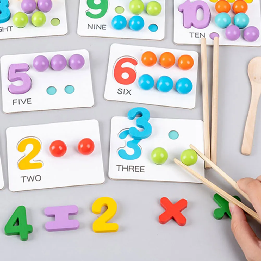 แหนบไม้สำหรับเด็ก 4 ชิ้น ฝึกพัฒนาทักษะการเคลื่อนไหวเบื้องต้น ฝึกการเรียงลูกปัด เสริมสร้างการประสานงานอย่างละเอียด สำหรับเด็กวัยเตาะแตะและก่อนวัยเรียน