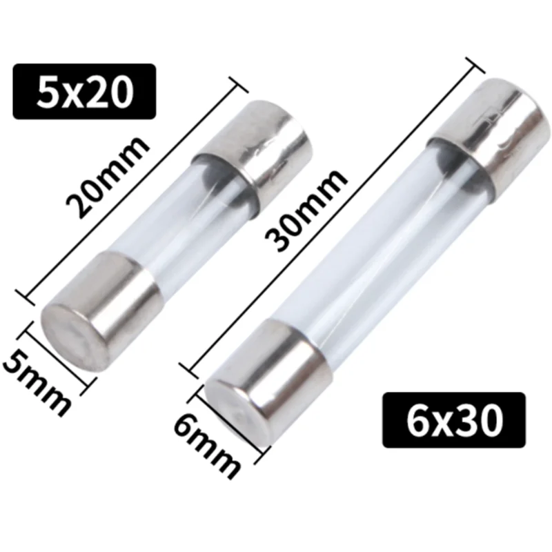 50/100 PCS Boxed,Fast Blow Glass Fuse Tube,250V,5*20-6*30,0.2/0.5/1/2/3/4/5/6/8/10/15/20/25/30A,Electroniccomponent