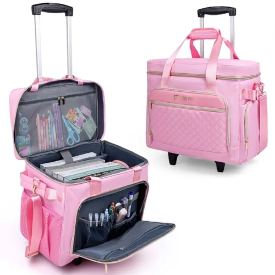 

Rolling Teacher Bag with Detachable Cart - 1680D Waterproof Oxford Rolling Cart for Teachers Large Capacity Tote with Wheels Fi