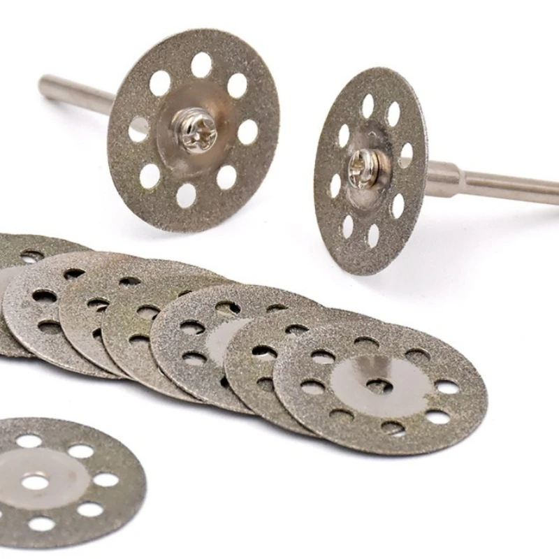 10ชิ้น22มมมินิเครื่องมือคมตัดโรตารี่เครื่องมือตัดโรตารี่ดิสก์อุปกรณ์หน้ากาก DIY สำหรับ Dremel พร้อมก้าน2ชิ้น