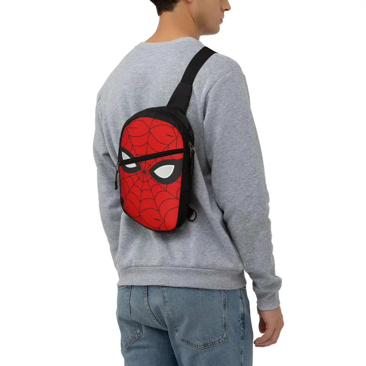 Casual Klassieke Rode Spinnenweb Sling Crossbody Rugzak Mannen Schouder Borst Tassen Voor Wandelen