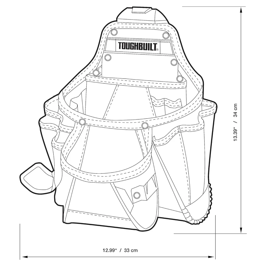 TOUGHBUILT Contractor Pouch with 23 Pockets and Loops Multifunctional Tool Bag TB-CT-01