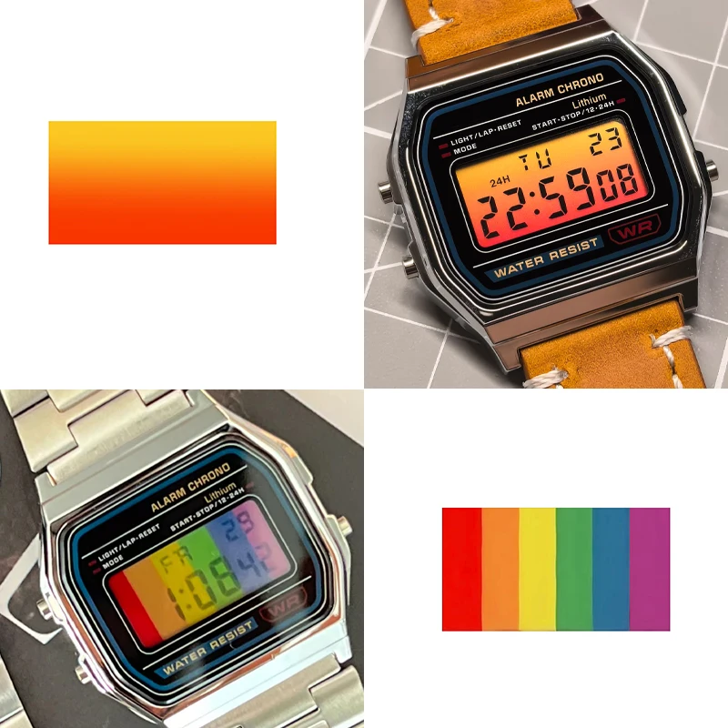 A158 A159 F-91W screen color changing sticker for Casio 593 F-91W DIY ins style screen color HD film sticker modifiy accessories