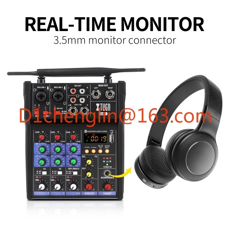 48 V Schnittstelle USB Sound Mischen 4 Kanäle Mini Musik Mikrofon Studio Controller Audio Konsole Video Digital Dj Mixer mit Mikrofon