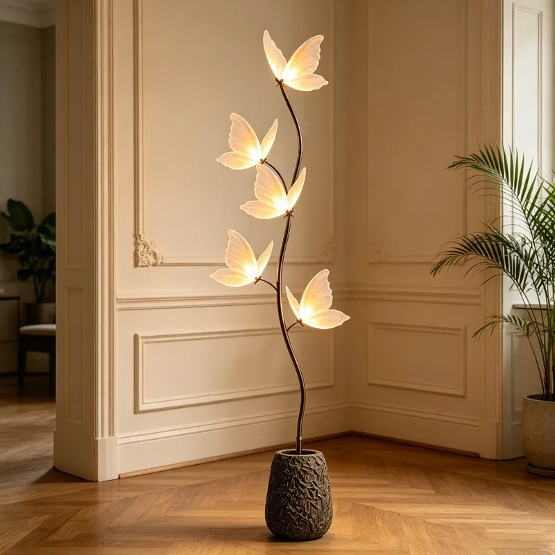 Light luxury creative floor light led simulation Phalaenopsis branch Christmas day home bedroom viewing decorative light