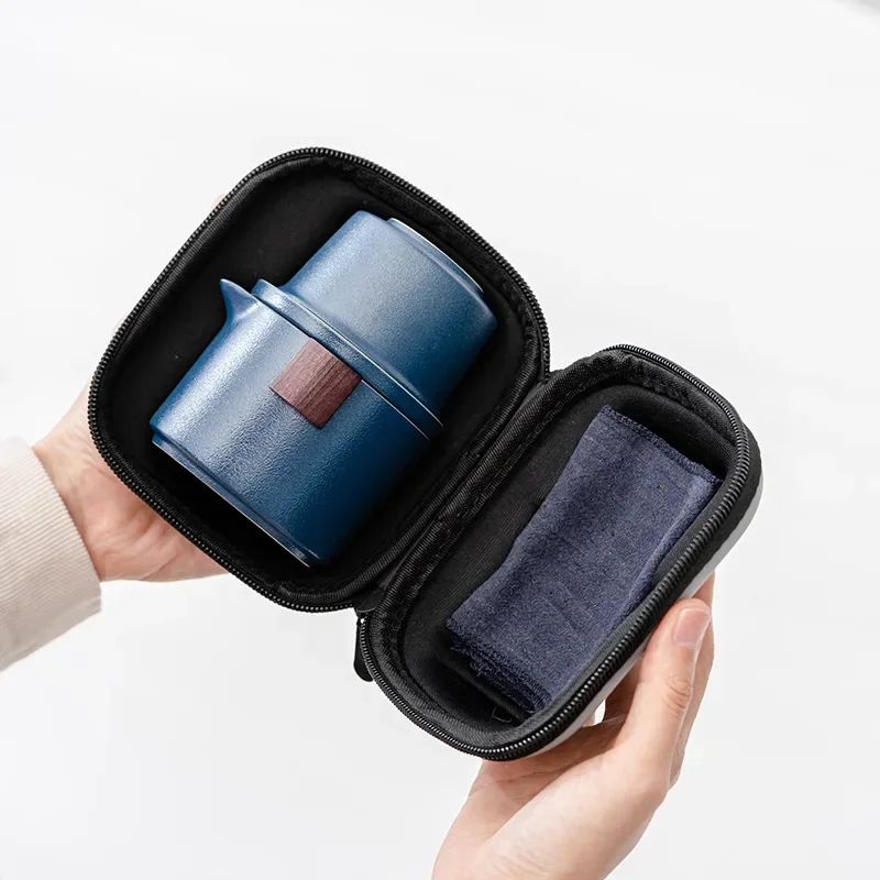 Portable Black Pottery Travel Tea Set Ceramic Kungfu Tea Set  Tea Pot and Cup Set Te Matcha