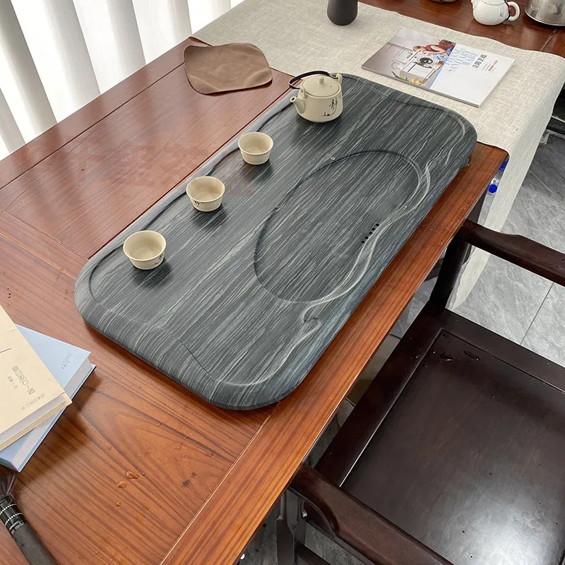 ^Hospitality Irregular Tea Tray Ceremony Drainage Ceramic Decorative Serving Tea Tray Accessories Coffee Bandejas Home Products