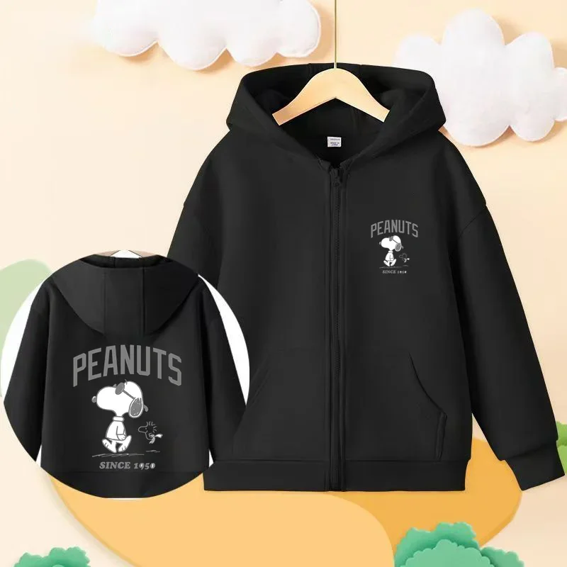 Snoopy cartoon anime children\'s hoodie zipper hoodie casual children\'s style boys and girls same style 3-14 years old