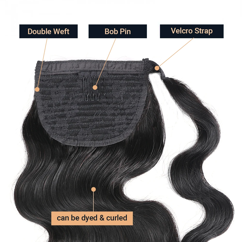 Nadula Paardenstaart Body Wave Human Hair Wrap Around Paardenstaart Haar Bundels Braziliaanse Haar Clip In Paardenstaart Extensions Voor Vrouwen 120G