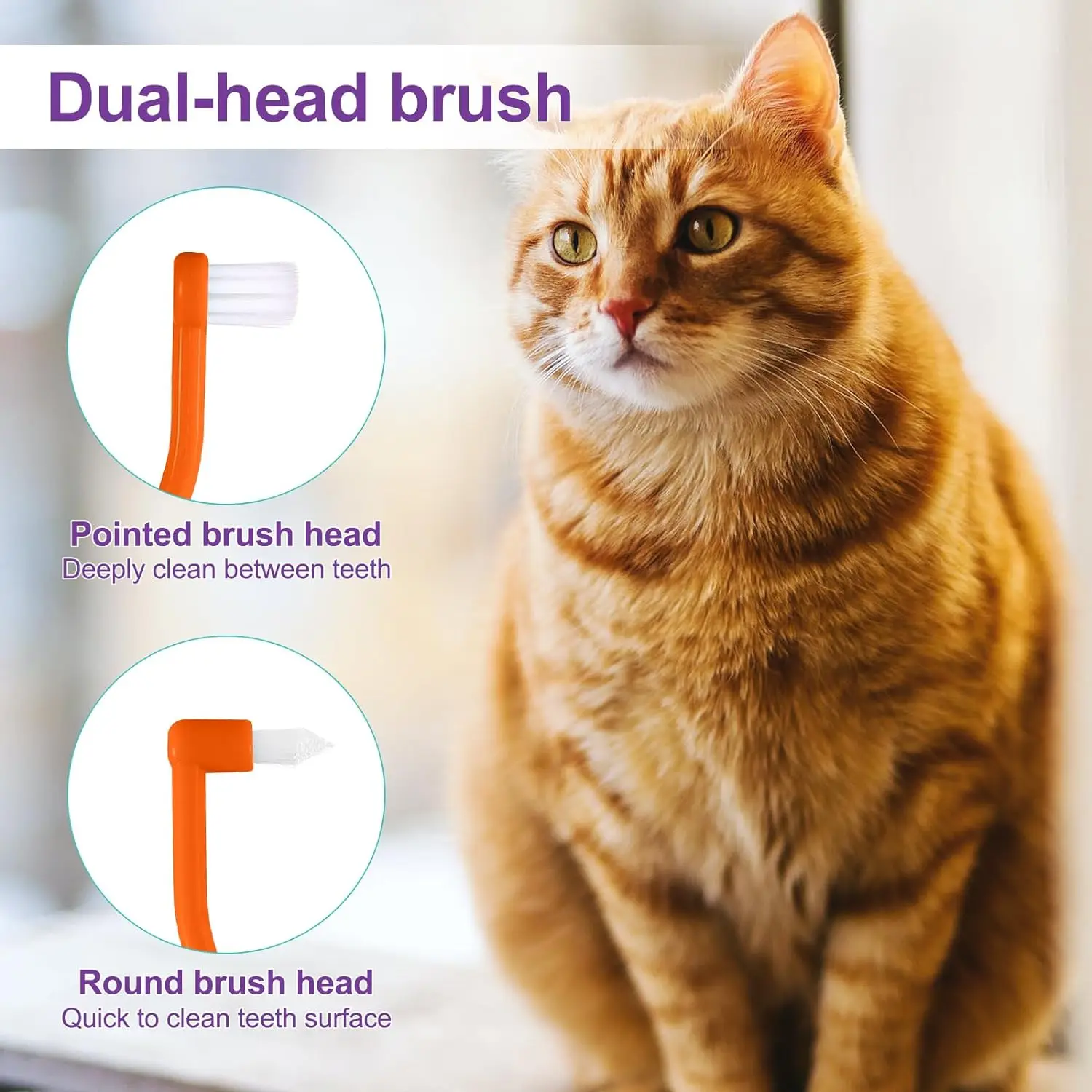 TONG Dual Sided Cats Dogs Toothbrushes Kitten Puppy Toothbrush Pet Teeth Cleaning Brush Cat Dental Care Supplies