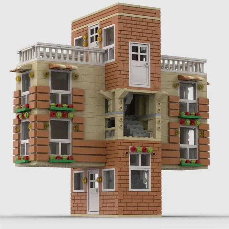 City Street View Model Moc Building Bricks Kongming Lock Crossor House Technology Blocks Gifts Christmas Toys DIY Sets Assembly