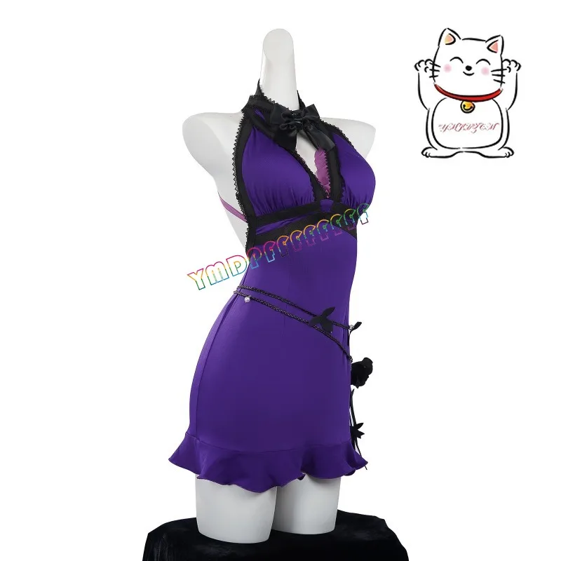 Anime Tifa Lila Cosplay Kleid Set Spiel Halloween Sexy Karneval Karneval Nacht Neu