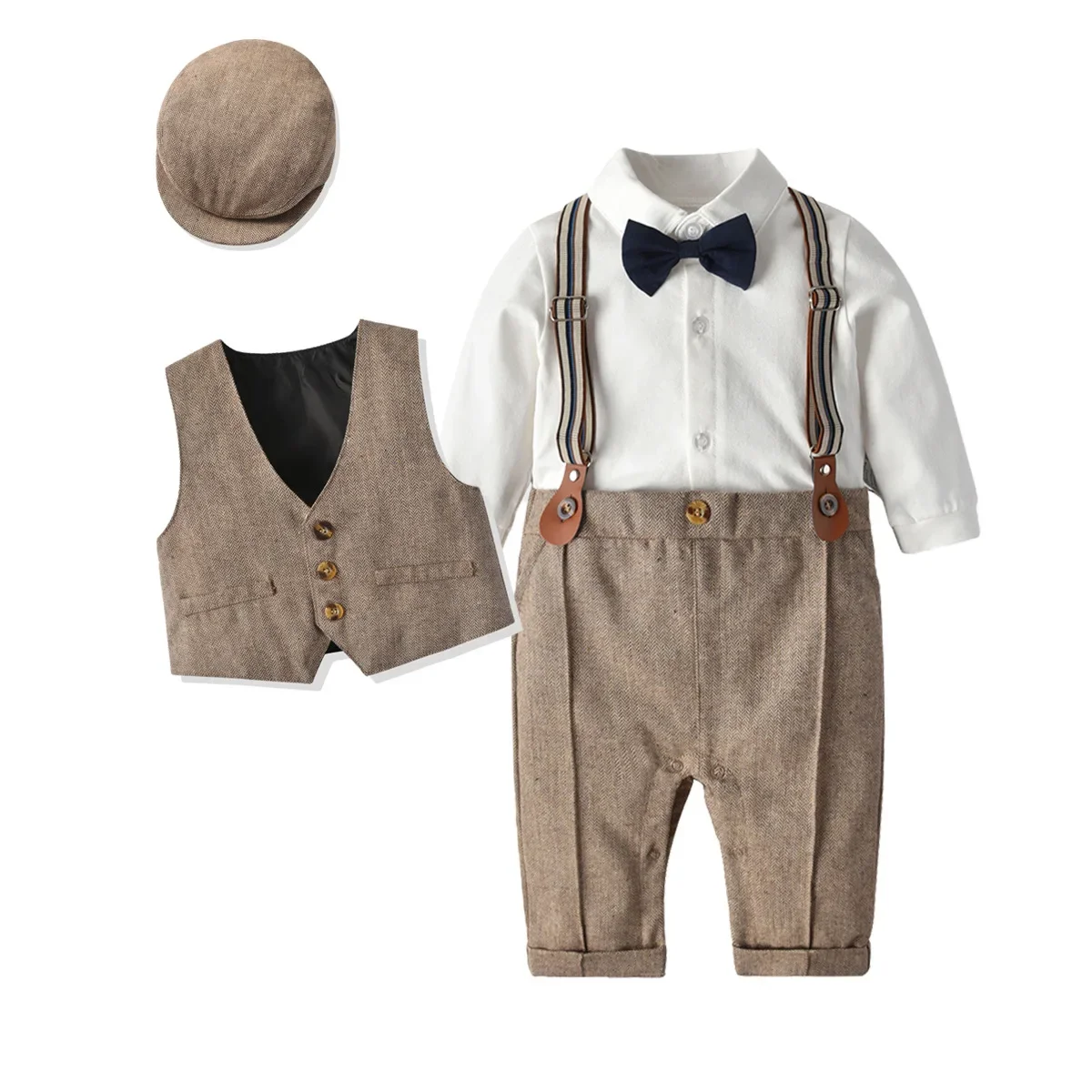 Baby Boys Gentleman Outfits Suits Clothing Spring and Autumn Children One-Piece Rompers Jacket Hat Suit Baby Boy Clothes