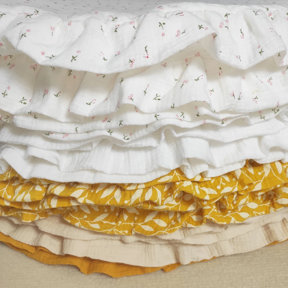 Muslin Fabric Photo Prop Play Tents Decoration 100% Cotton Round Nursery Rug With Frills Newborn Baby Padded Crawling Mat