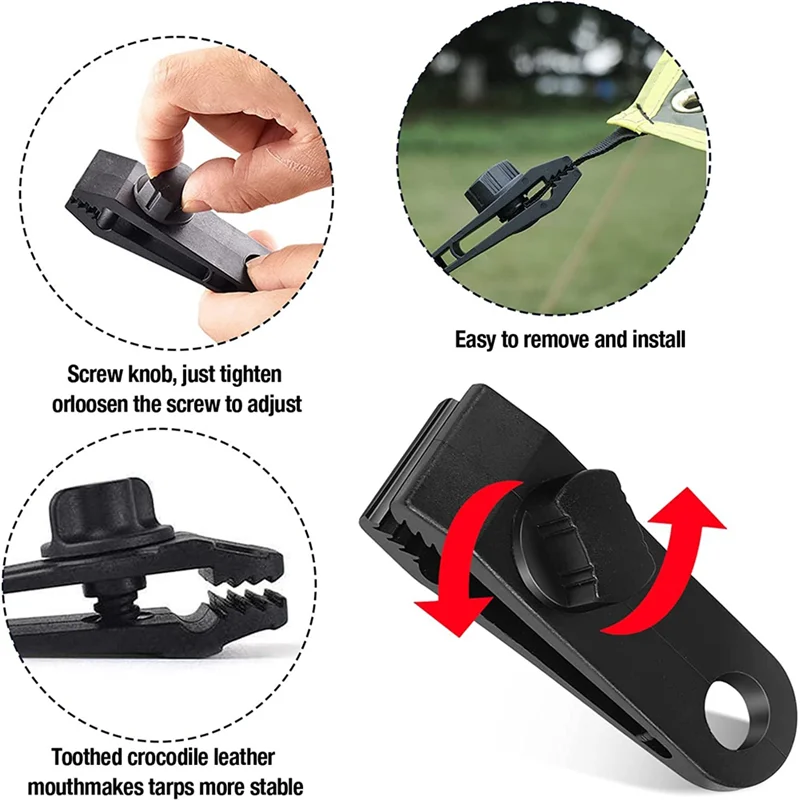 

B06C-24 PCS Tarp Clips Heavy Duty Lock Grip Awning Clips Tarp Clamps Tarp Fasteners,Tent Clips Pool Awning Cover Bungee