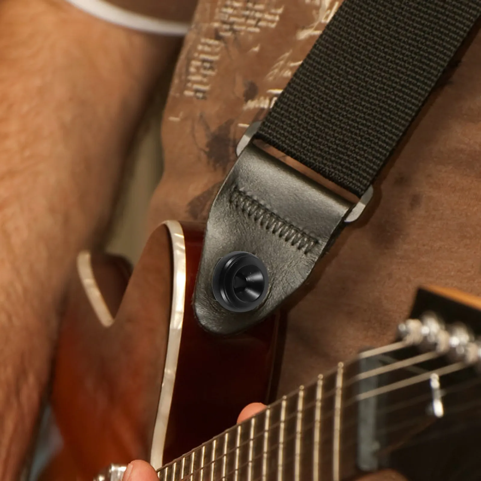 Guitar Strap Locks 12 Piece Metal Safety Buttons for Electric Acoustic and Bass Guitars Secure Anti Slip