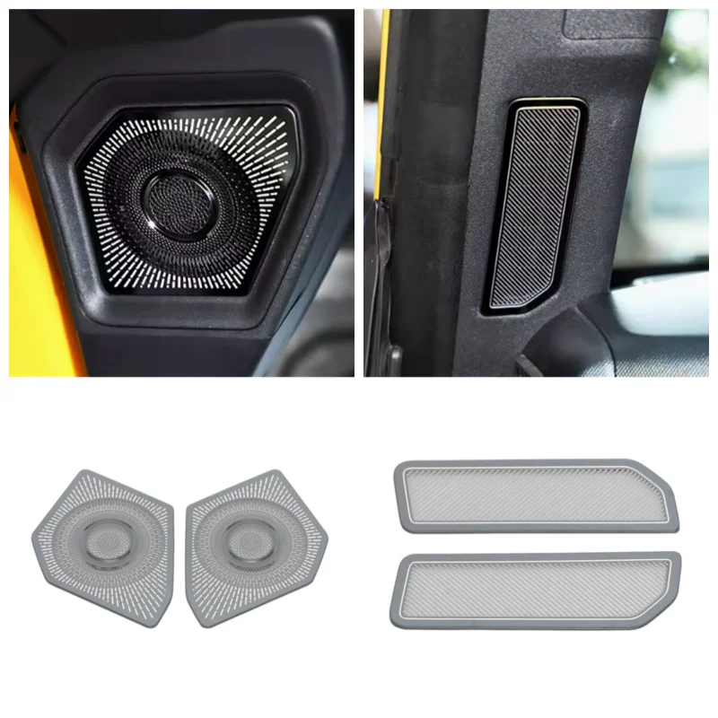 Interior Accessories  For Ford Bronco 2021 2022 Car Pillar A Stereo Speaker Audio Loudspeaker Cover Trim Stainless Steel