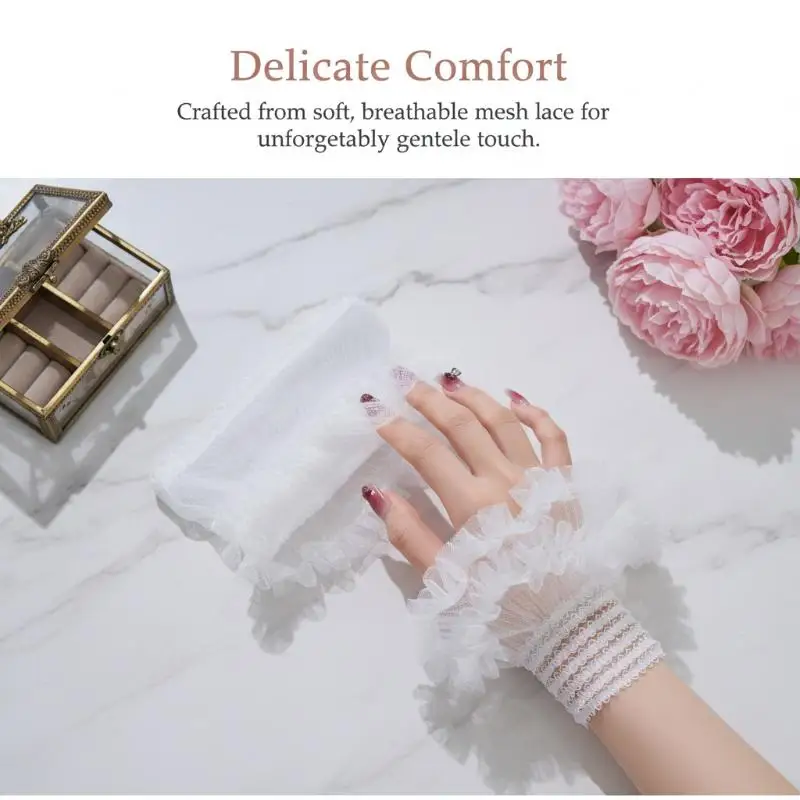 Nail Art Lace Wrist Pleated Fake Cuff Removable Sleeve for Manicure Table Props Creative Nail Salon Essentials - view 3