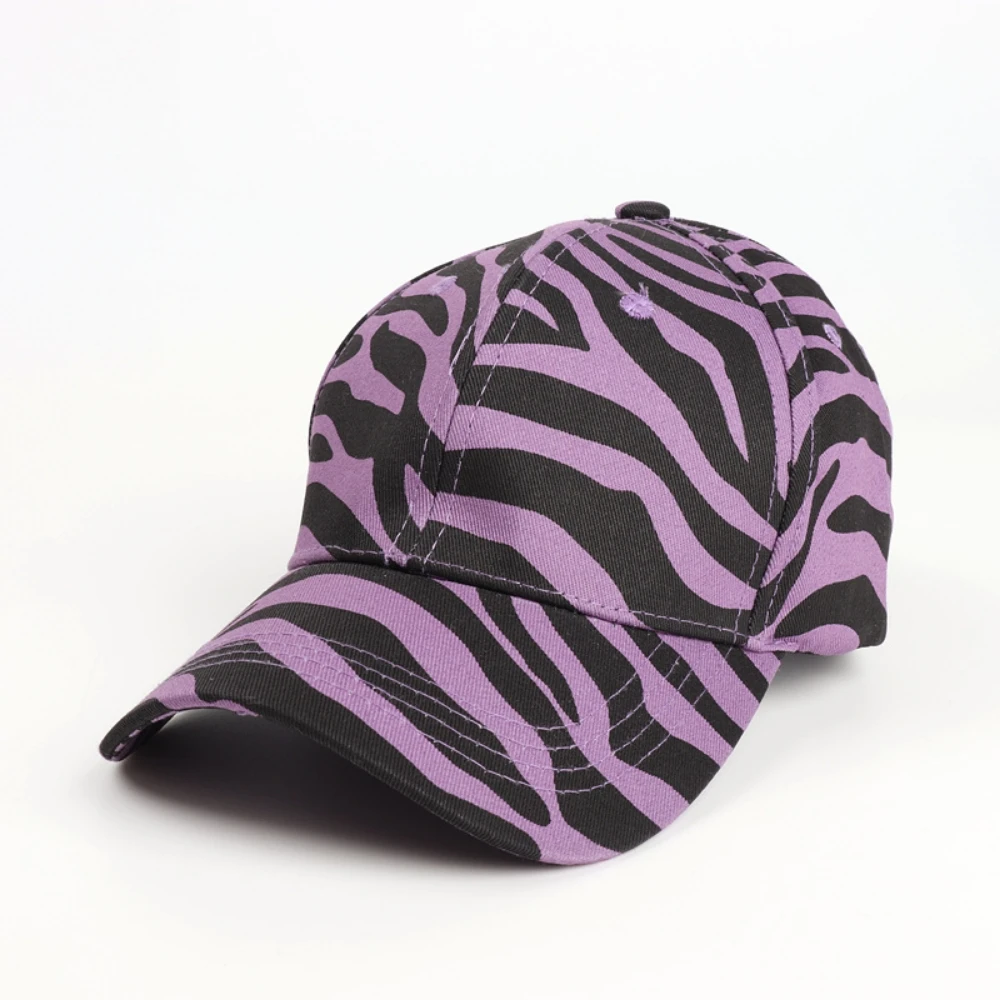 Y2K Millennium-Style Full-Pattern Zebra Print Baseball Cap, Adjustable with 4 Color Options, Suitable for Street Chic Outfits