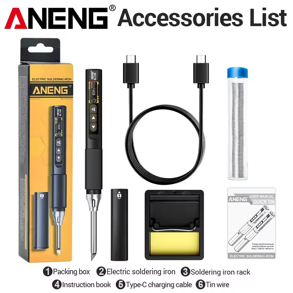 ANENG SL108 Electric Soldering Irons kit PD 96W QC Fast Heat AdjustableTemperature Portable Digital Smart Soldering Iron Tools